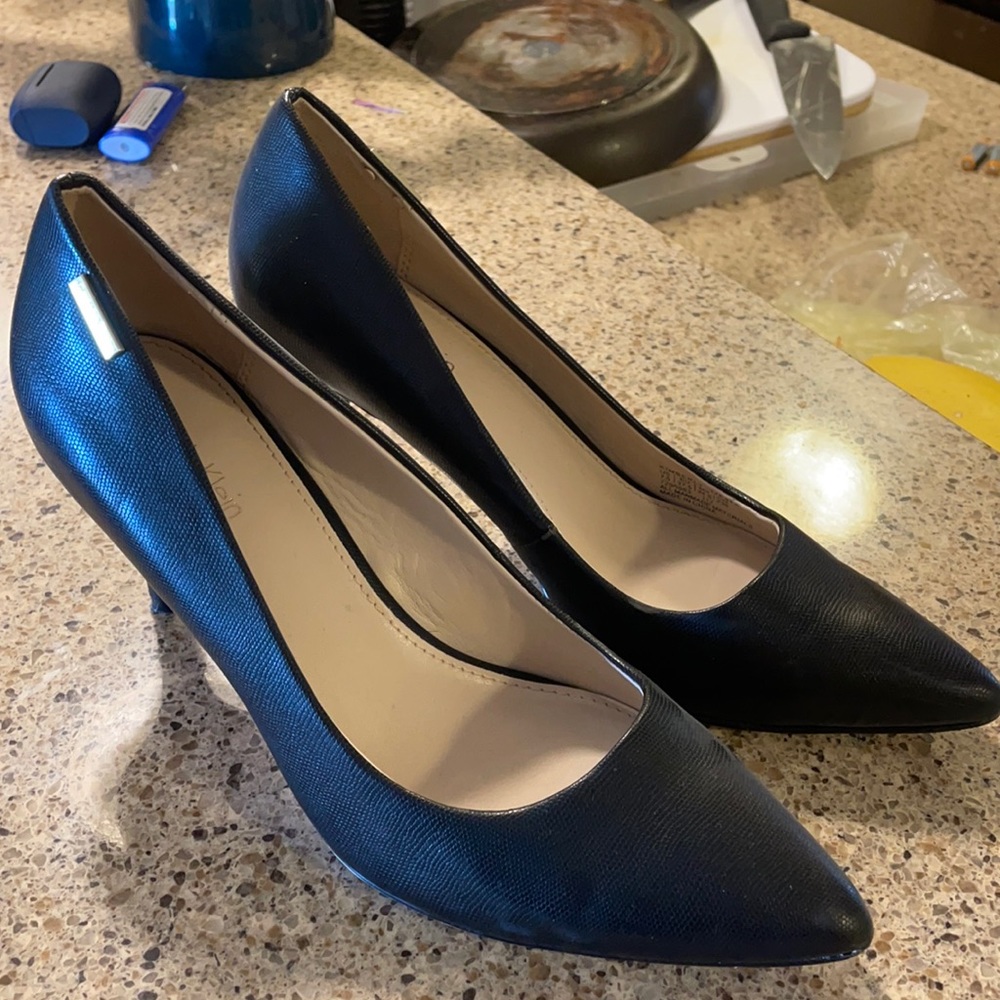 Calvin Klein black leather heels